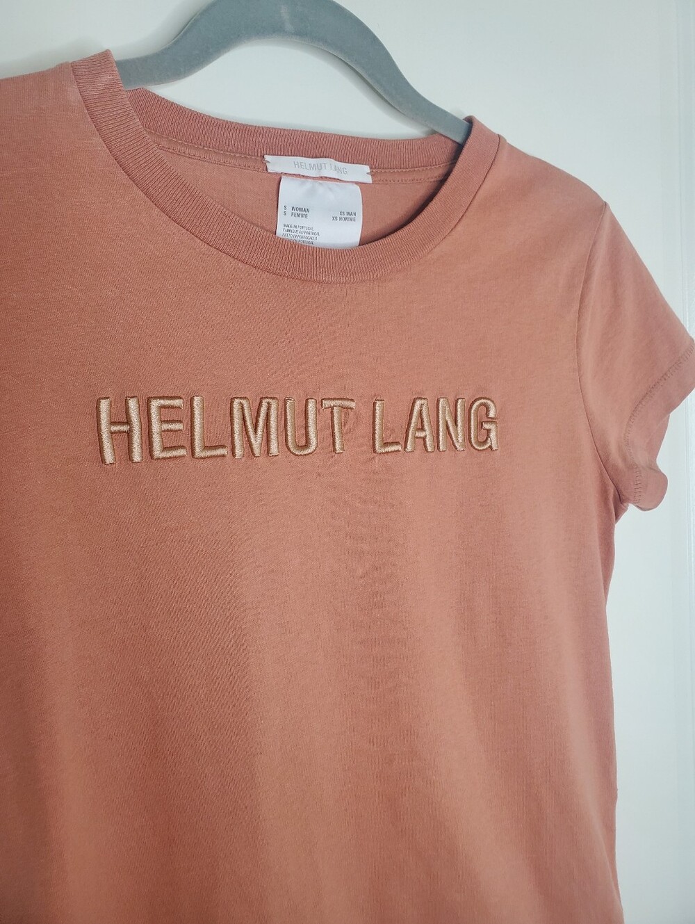 Helmut Lang Raised Embroidered Logo Short Sleeve Cotton Graphic Tee - Picture 3 of 7
